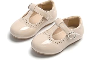 THEE BRON Girl's T-Strap Flats Toddler/Little Kid Ballet Mary Jane Party Dress Shoes