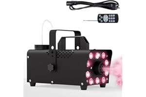 JOYCUB Smoke Machine, Fog Machine with 10 LED Lights, 500W 8000CFM Smoke Machine for Parties, Indoor Christmas Fog Machine with Wireless Remote, 13 RGB Colors, Perfect for Weddings, DJ Stages