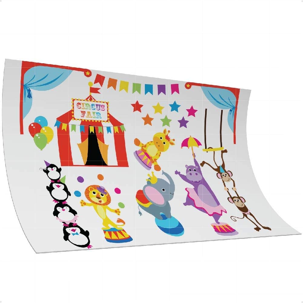 Circus animal Nursery Wall Sticker Decal REPOSITIONABLE Fabric REMOVABLE Vinyl UK Nursery Kids Room Children Bedroom Wall Art Printed Stickers Home Décor Mural Kindergarten Wall Decoration