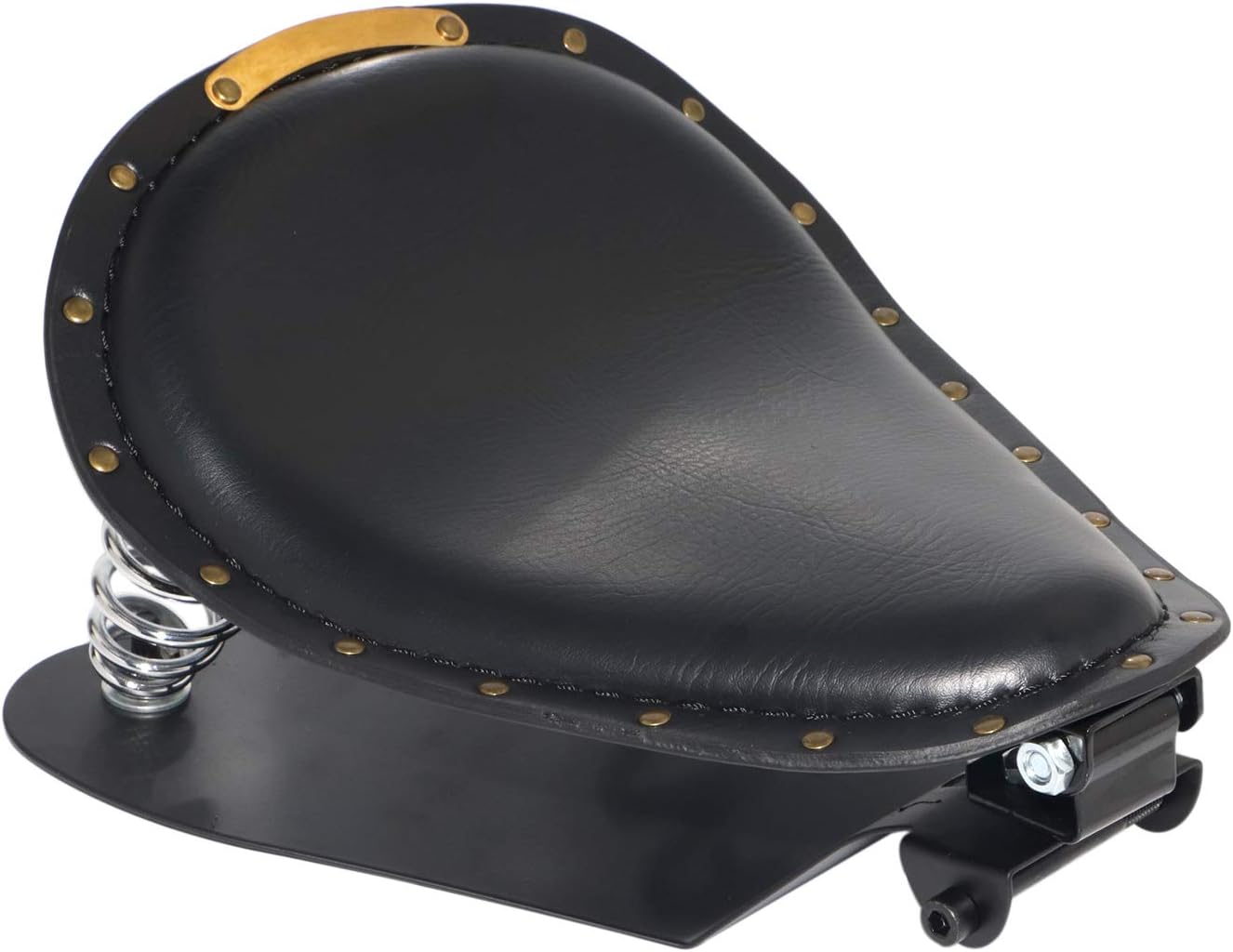 Black Copper Rivet Leather Solo Seat Baseplate Pan 3" Spring Mount Bracket Kit for Harley Sportster Chopper Bobber