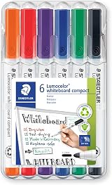 STAEDTLER Lumocolor Compact Dry Wipe Whiteboard Pens 6 Pack 1-2mm view 1