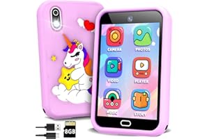 BEIARA Kids Smart Phone Toys with Unicorn Case 28 Games Touchscreen HD Dual Camera Audible Story Habit Tracker Portable Alphabet Cards Learning Toy Christmas Birthday Gifts for Girls Boys Age 3-8 (Unicorn)