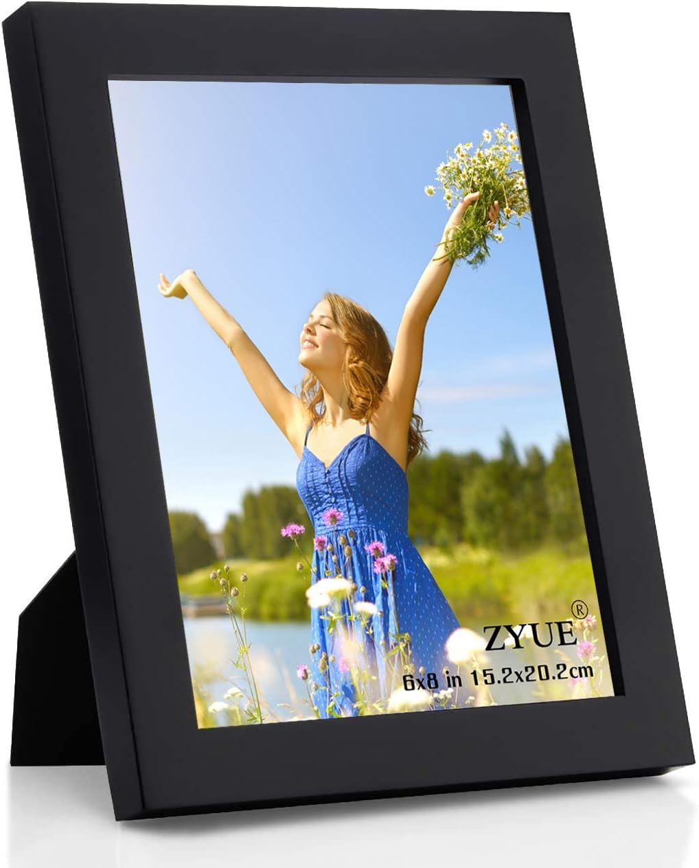 Photo Albums, Frames & Accessories - ZYUE 6x8 inch Picture Frame Made of Wood and High Definition Plexi Glass for Wall Mounting and Table Top Display Photo Frame Black