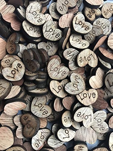 Nightgring 200Pcs Rustic Wooden Love Heart Wedding Table Scatter Decoration Crafts Childrens Diy Manual Patch