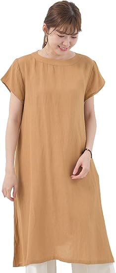 Amazon アール ピー エス R P S フレンチスリーブａラインワンピース M キャメル ワンピース チュニック 通販