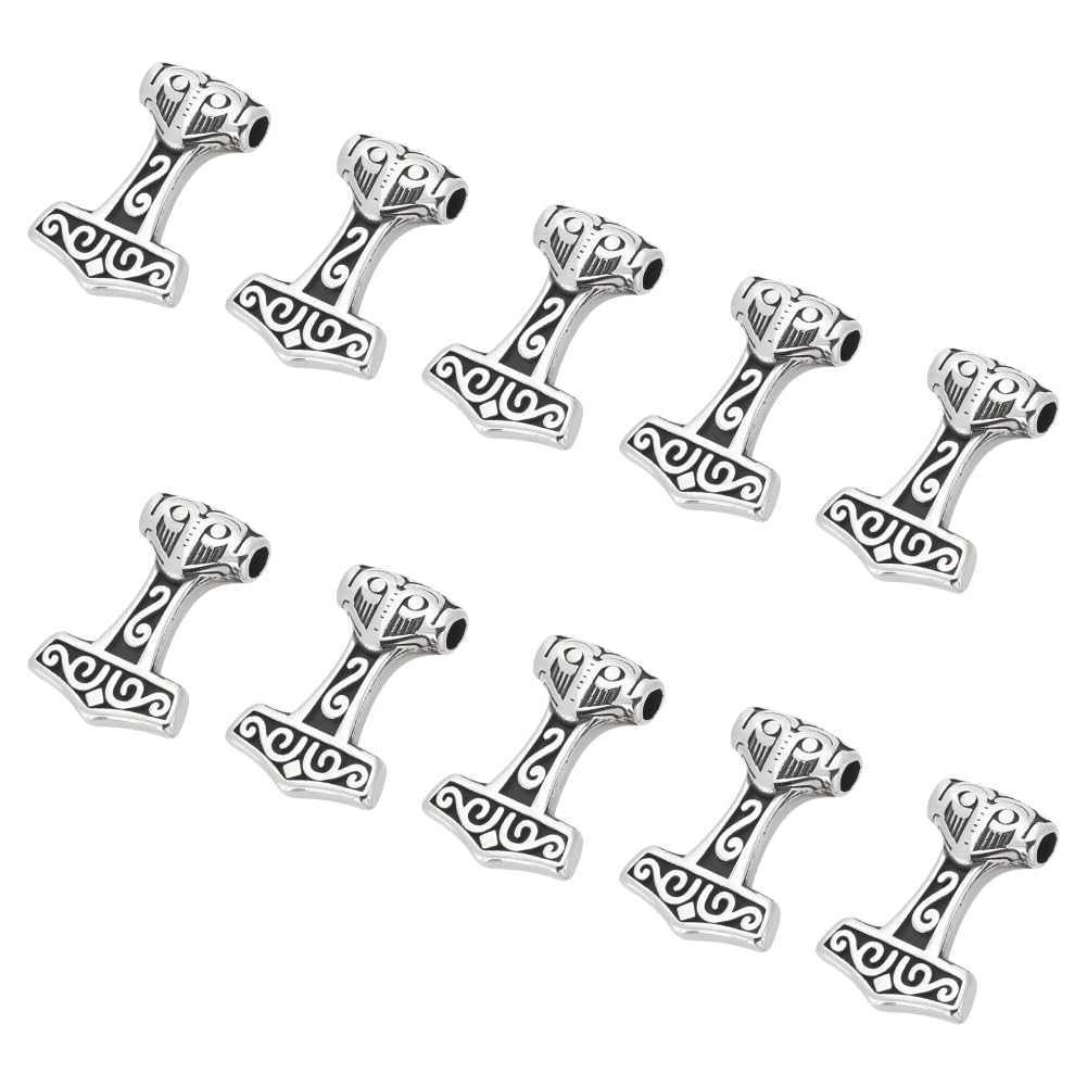 UNICRAFTALE about 10pcs 3.5mm Stainless Steel Pendants Viking Thor's Hammer Knot Charms Antique Silver Pendant for Bracelets Necklace Jewelry Making Crafting Supplies