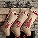 Meriwoods Burlap Chirstmas Stockings, 18 Inches 3 Pack Rustic Farmhouse Xmas Stockings, Holiday Decorations for Family Home with Embroidered Plaid