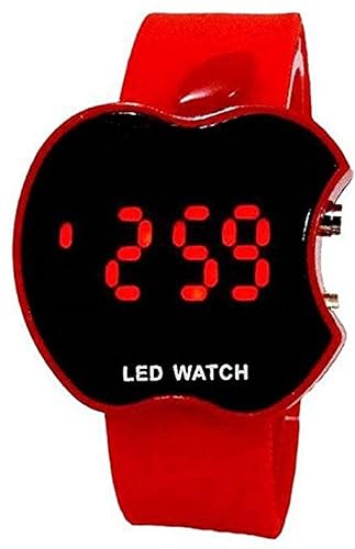 Capture fashion Quartz Movement Red Apple Cut Digital Black Dial Boy's Watch