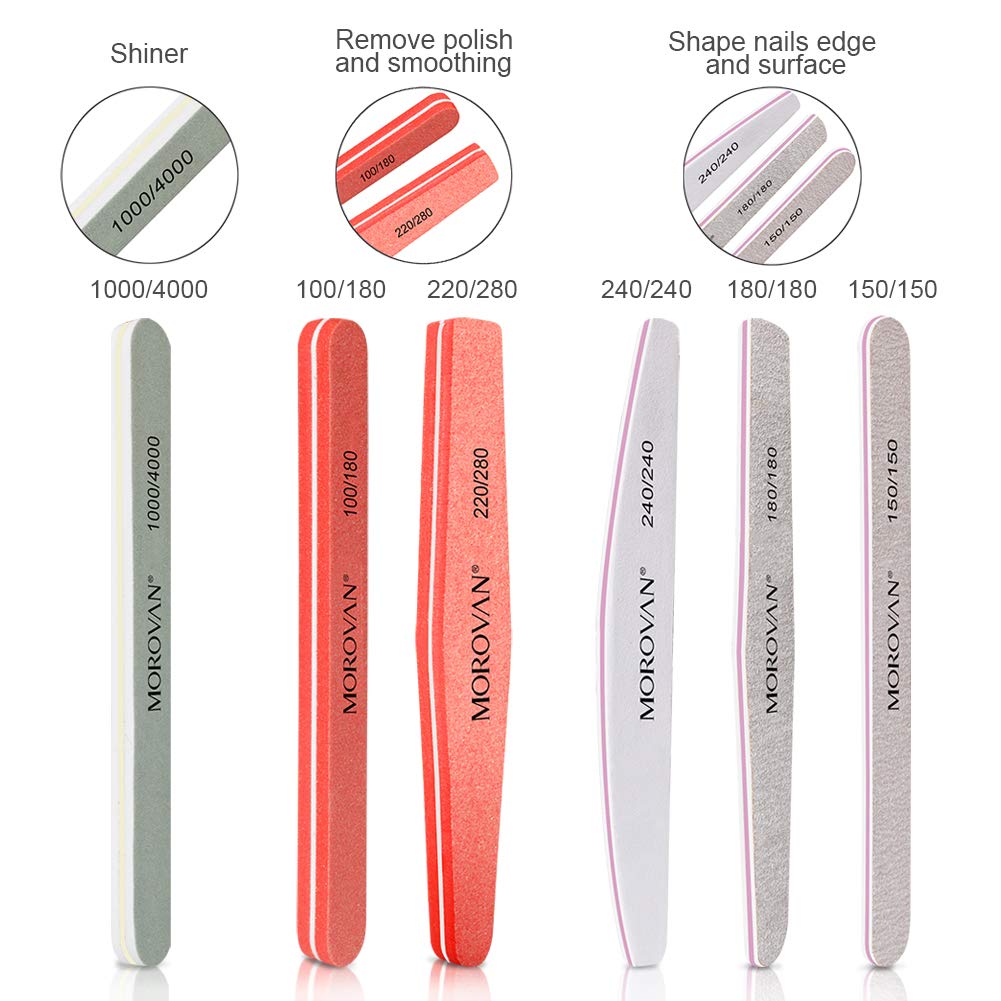 Nail Files And Buffers, Professional Manicure Tool Buffer And Shine Block Kit, 100 180 240 Grit Double Sided for Natural Nails Poly Nail Gel Tools Kit Women Girls Acrylic Nails, Salon Nail Art 6PCS : Beauty