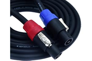 ARKLOVE Heavy Duty 2Pack Pro Speakon to Speakon Male Speaker Wire Lock Cable Pair 16AWG Patch Professional Audio Cabl Cord with nl4 NL4FC Port Connector for para bocinas de dj feet (4 Conductor, 15ft)