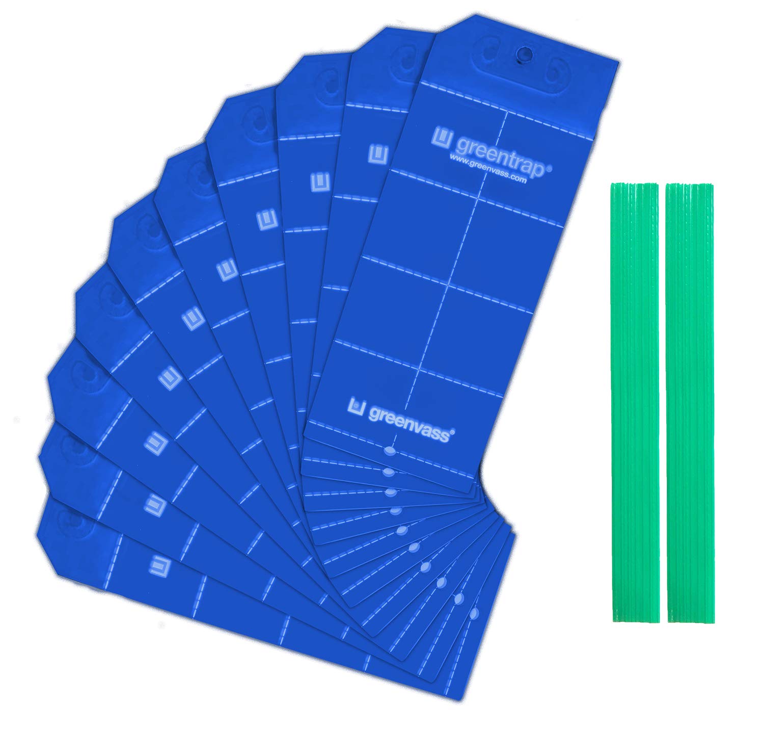 Greentrap Adhesive Insect Traps Pack of 10 + Hanging Ties (Dark Blue)