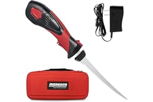 PRATUOR Cordless Electric Fillet Knife - 8-Inch Serrated Stainless Steel Blades with Non-Stick Coating, Ergonomic Non-Slip Handle, Cooling Vent, and Portable Carry Bag – Rechargeable Electric Knife for Effortless Fishing Filleting (8in-Blade Set)