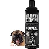 Fluff Off! by Girl With The Dogs Deshedding Dog &amp; Cat Conditioner, 8Wks+ | Made in USA; reduces shedding for a soft, flowing coat; coconut oil + Vitamin E; all-natural &amp; non-toxic; makes 2 gallons