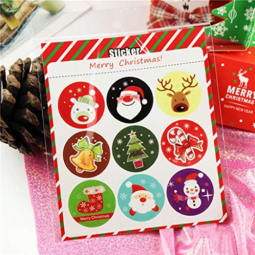 Kinteshun Christmas Sealing Sticker,Self-adhensive Xmas DIY Decorative Gift Packing Wrapping Envelope Seals Baking Label Paster Decals Sticker(10 Sheets,90pcs)