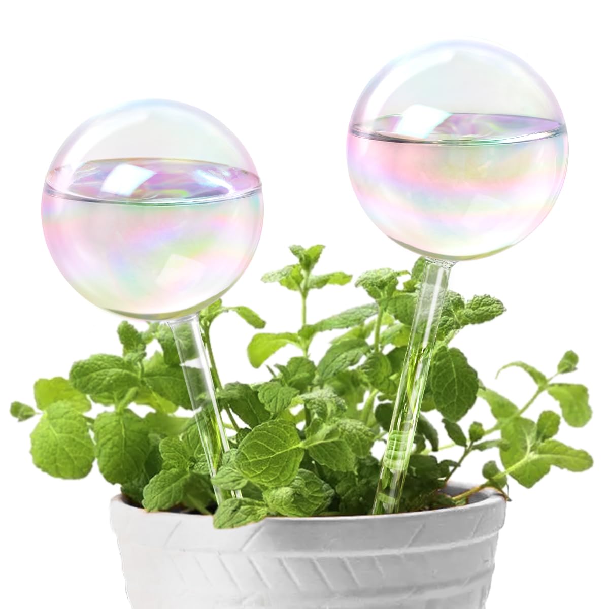 Photo 1 of [2 PCS] Iridescent Self Watering Globes, Glass Rainbow Plant Watering Globes, Self Watering Planter Insert, Automatic Plant Waterer Indoor, Plant Watering Devices, Plant Water Globes, Watering Bulb