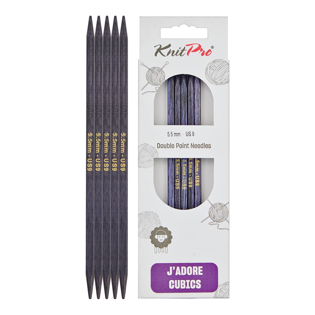 KnitPro J’Adore Cubics Double Pointed Needles 8" (20cm) | 5.50mm