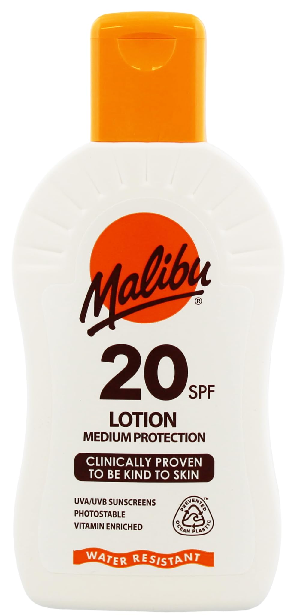 Malibu Sun SPF 20 Sun Lotion, Moisturising Sunscreen for Body, Lightweight Hydrating Sun Cream, Water Resistant, Vitamin Enriched, 200ml