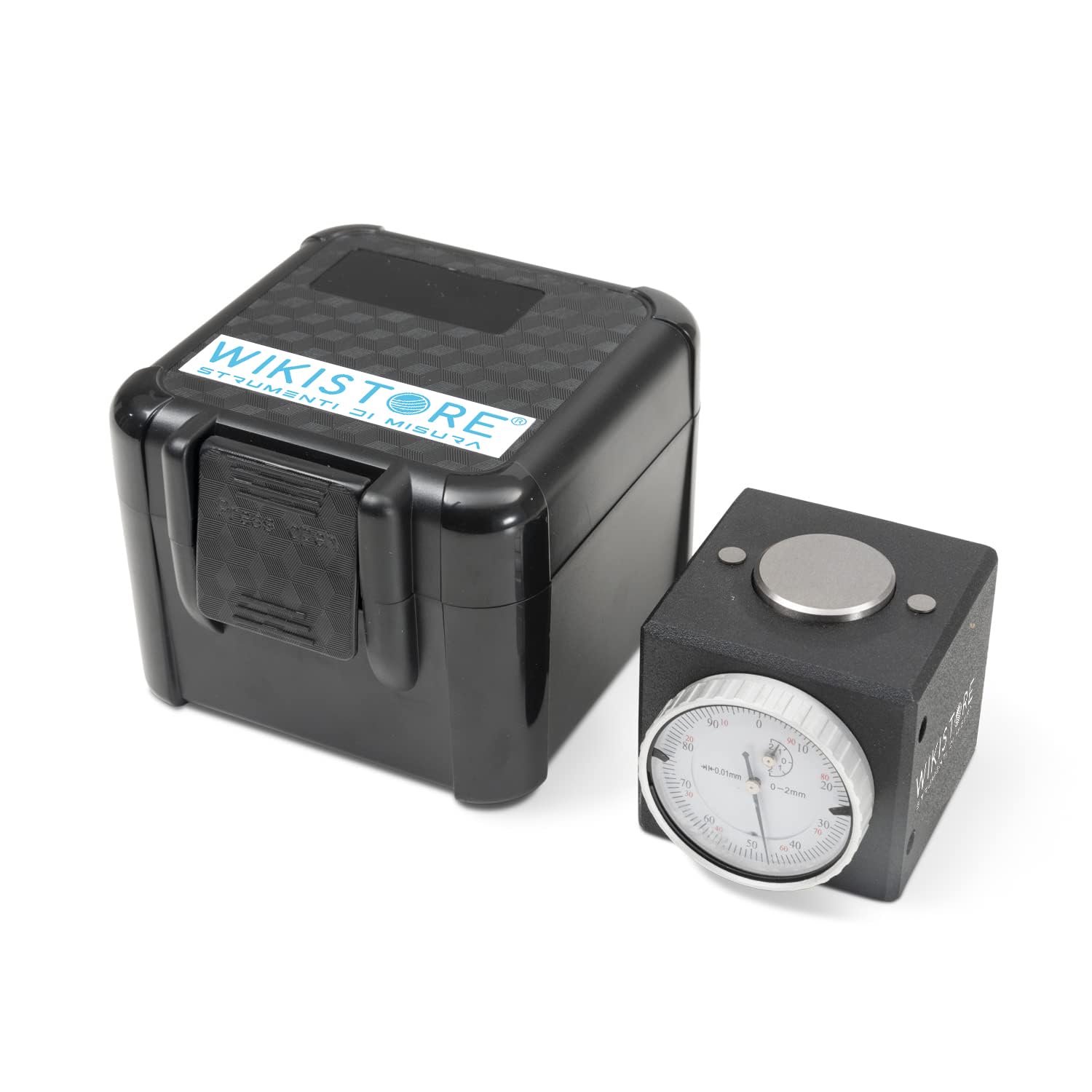 WIKISTORE Z Axis Adjuster 50 mm, Precision Comparator with Value Scale 0.01 mm, Magnetic Base, Size 10 x 9 x 10 cm