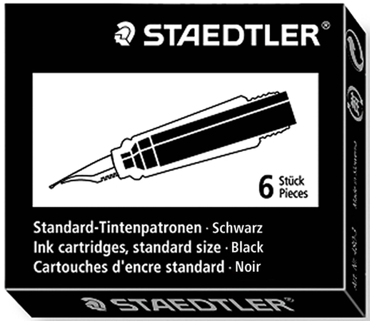 STAEDTLER Premium 480-9 Standard Size Ink Cartridge - Box of 6 Black Ink Cartridges