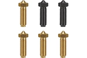 CNZTHDY 6PCS 3D Printer Extruder Nozzles Kit for Kobra 2/2 Neo/2 Pro/2 Plus/2 Max, Packed High Temperature 2PCS 0.4mm Hardened Steel Nozzles, 1PC 0.2mm, 1PC 0.6mm, 1PC 0.8mm and 1PC 1.0mm Brass Nozzles