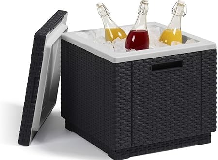 Allibert 212159 Kuhlbox Beistelltisch Ice Cube Rattanoptik Kunststoff Anthrazit Amazon De Garten