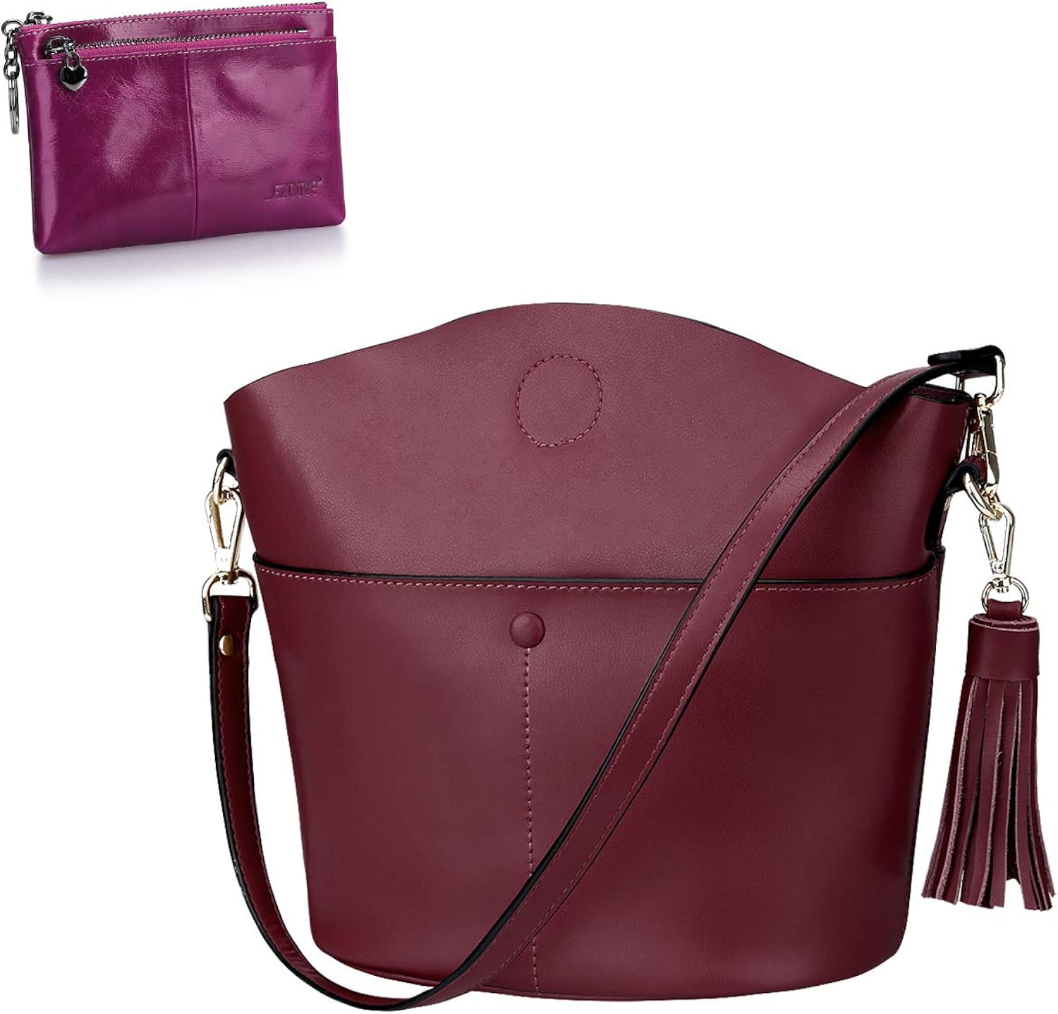 SZONE Women Genuine Leather Crossbody Bag Medium Shoulder