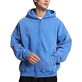 FAIABLE Mens Womens Double Zip Up Hoodie Oversized Acid Wash Hoodie Heavyweight Fleece Cotton Zipper Sweatshirt Vintage
