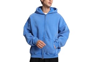 FAIABLE Mens Womens Double Zip Up Hoodie Oversized Acid Wash Heavyweight Fleece Cotton Zipper Hoodie Vintage