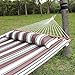 Ollieroo Fall Camp Hammock Quilted Fabric with Pillow Double Size Spreader bar Heavy Duty Stylish 450 lb Brown Stripes