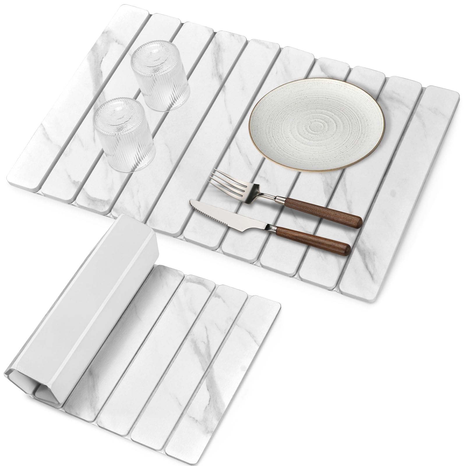 Photo 1 of **ODOR (SMELLS LIKE FRESH PAINT)*** Large Stone Dish Drying Mats for Kitchen Counter, 24"×16" Marble-Pattern, Fast Drying Collapsible Dish Drying Mat, Eco-Friendly Absorbent Diatomaceous Earth Mats for Dishes Bottles, Match Countertop