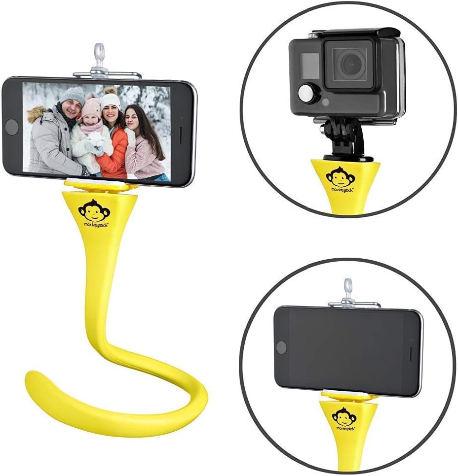 Monkey Stick- Flexible Camera Tripod Mount, Monopod, Selfie Stick, Car Headrest Mount, Bicycle Handlebar,Golf Cart Holder for iPhone, Samsung, SJ4000, Sony Actioncam, GoPro, Samll Camera, Cell Phone