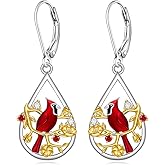 Talonior Cardinal Earrings for Women Red Cardinal Earrings Dangle Sterling Silver Bird Cardinals Jewelry Memorial Mothers Day Gifts