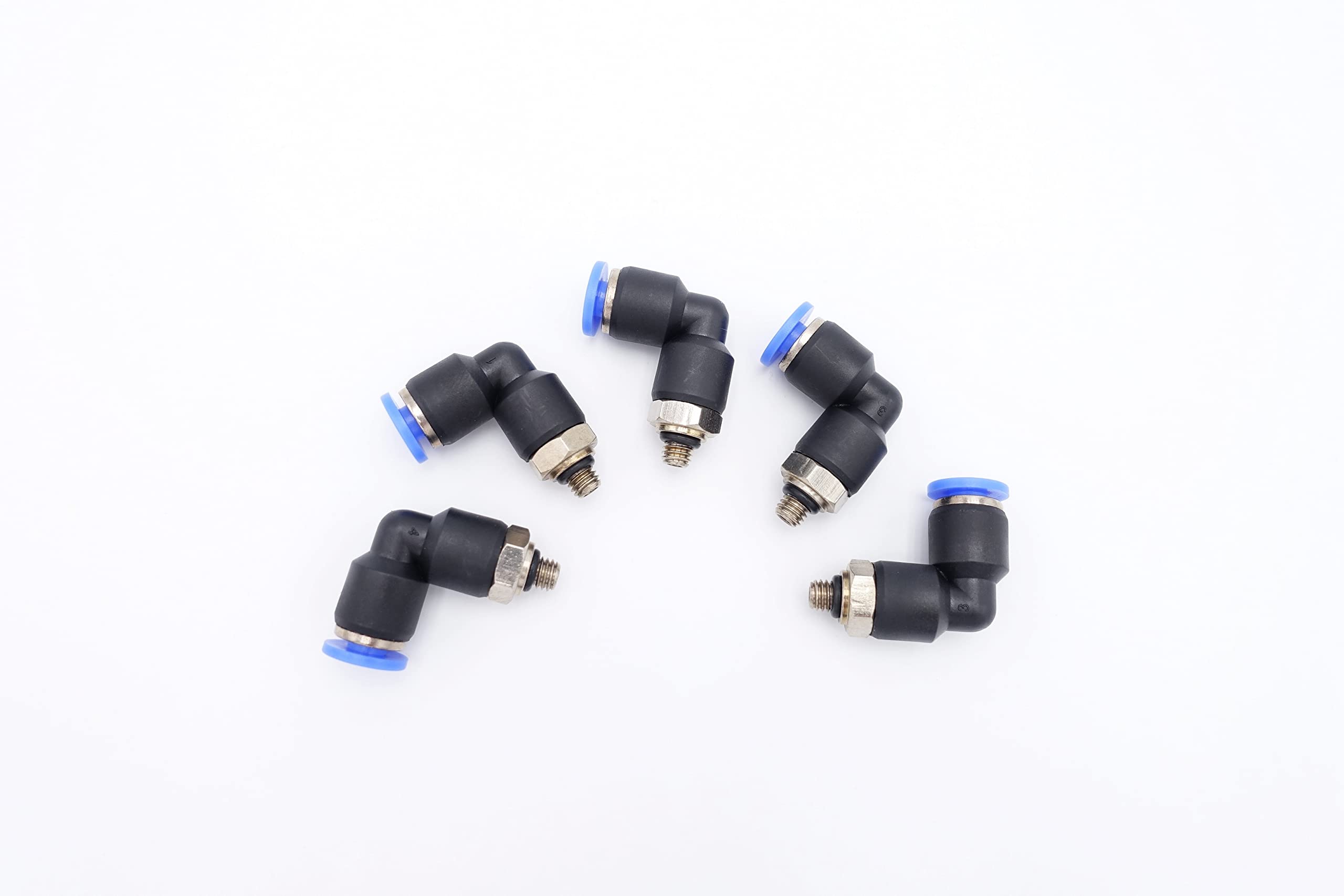 Photo 1 of IVLPHA Push to Connect Fitting 4mm Tube OD x M5 Male Thread, Pneumatic Male Elbow Air Water Line 90 Deg Swivel Elbow Quick Push in Connectors (Pack of 5)