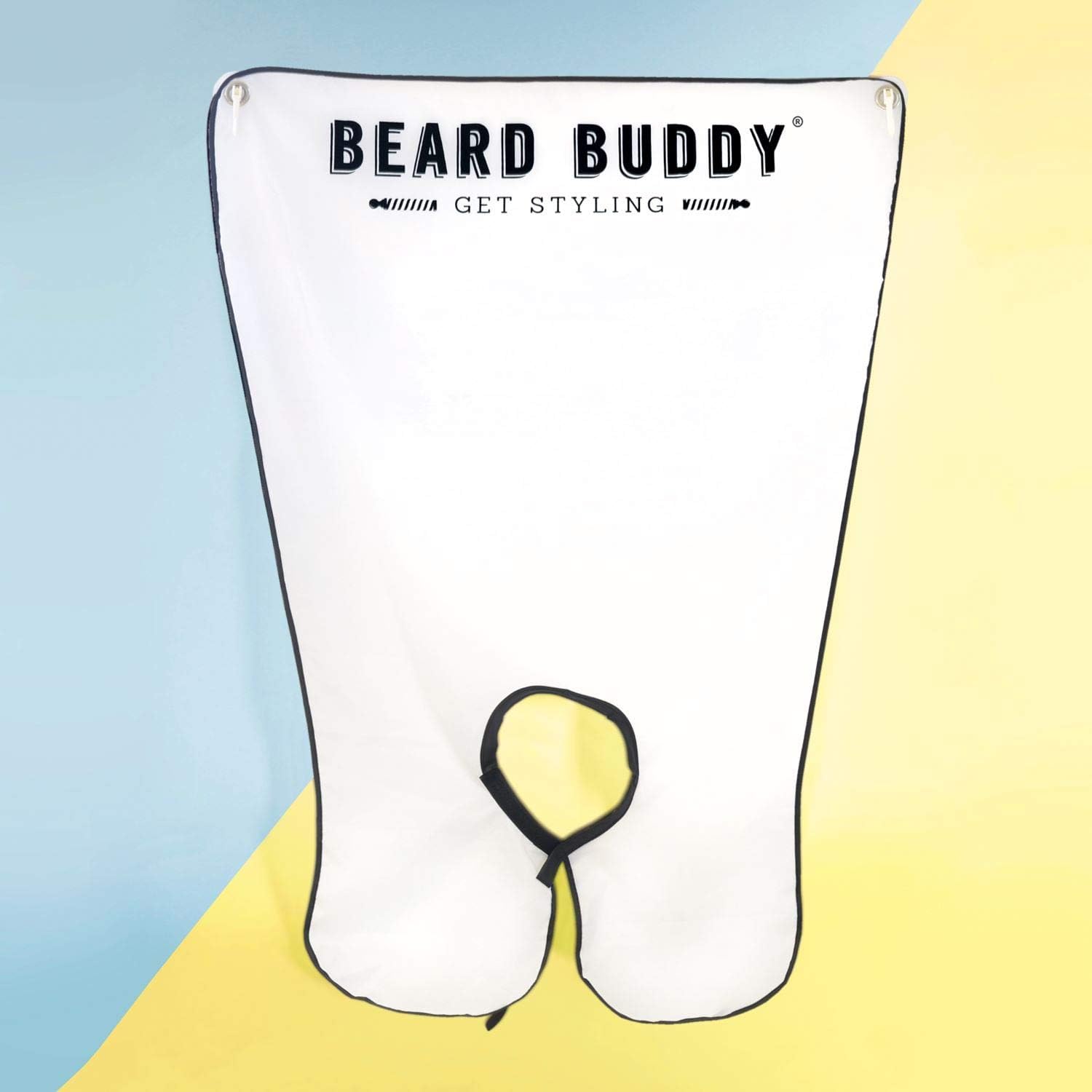 Fizz Creations Beard Buddy Shaving Bib, Attaches to Mirror with Suction Cups for Mess Free Styling Trimming White - Image 4