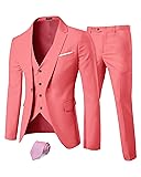 MY'S Men's 3 Piece Suit Set with Tie, One Button