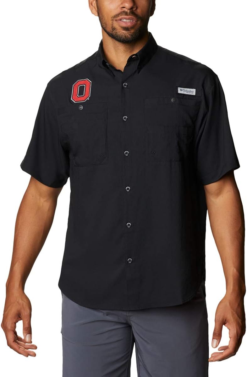 NCAA Ohio State Buckeyes Men's Tamiami Short Sleeve Shirt, XX-Large, OS - Black : Clothing