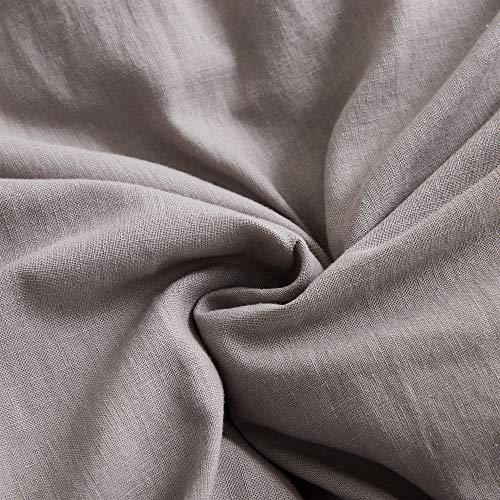 DAPU 55% French Linen 45% Cotton Duvet Cover with 2 Pillowcases, 3 Piece Ultra Soft Breathable Bedding Comforter Cover Sets with Button Closure(Gray/Linen Cotton, King)
