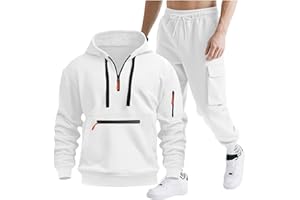oelaio Mens Track Suits 2 Piece Set Fleece Lined Casual Tactical Hoodie Quarter Zip Pullover and Jogger Sweatpants Sweatsuit