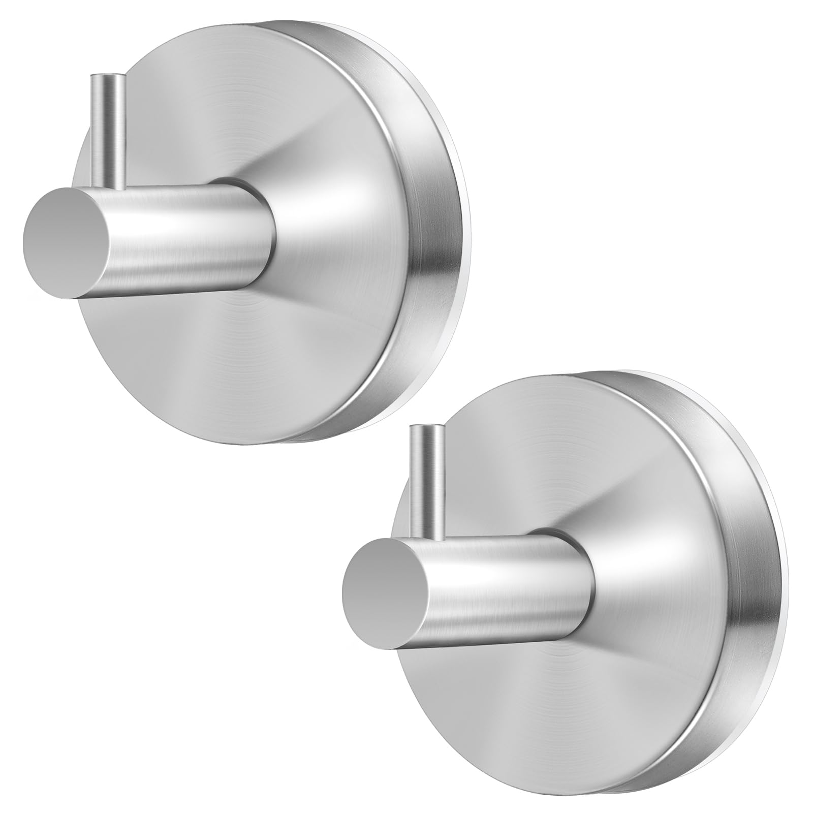 Photo 1 of Suction Cup Hooks for Shower, 2 Pack Towel Hook for Bathroom, Stainless Steel Wall Hanger, No-Drill Shower Hooks for Kitchen, Glass, Mirror, Tile to Hang Towels, Robes, Loofah(Silver)