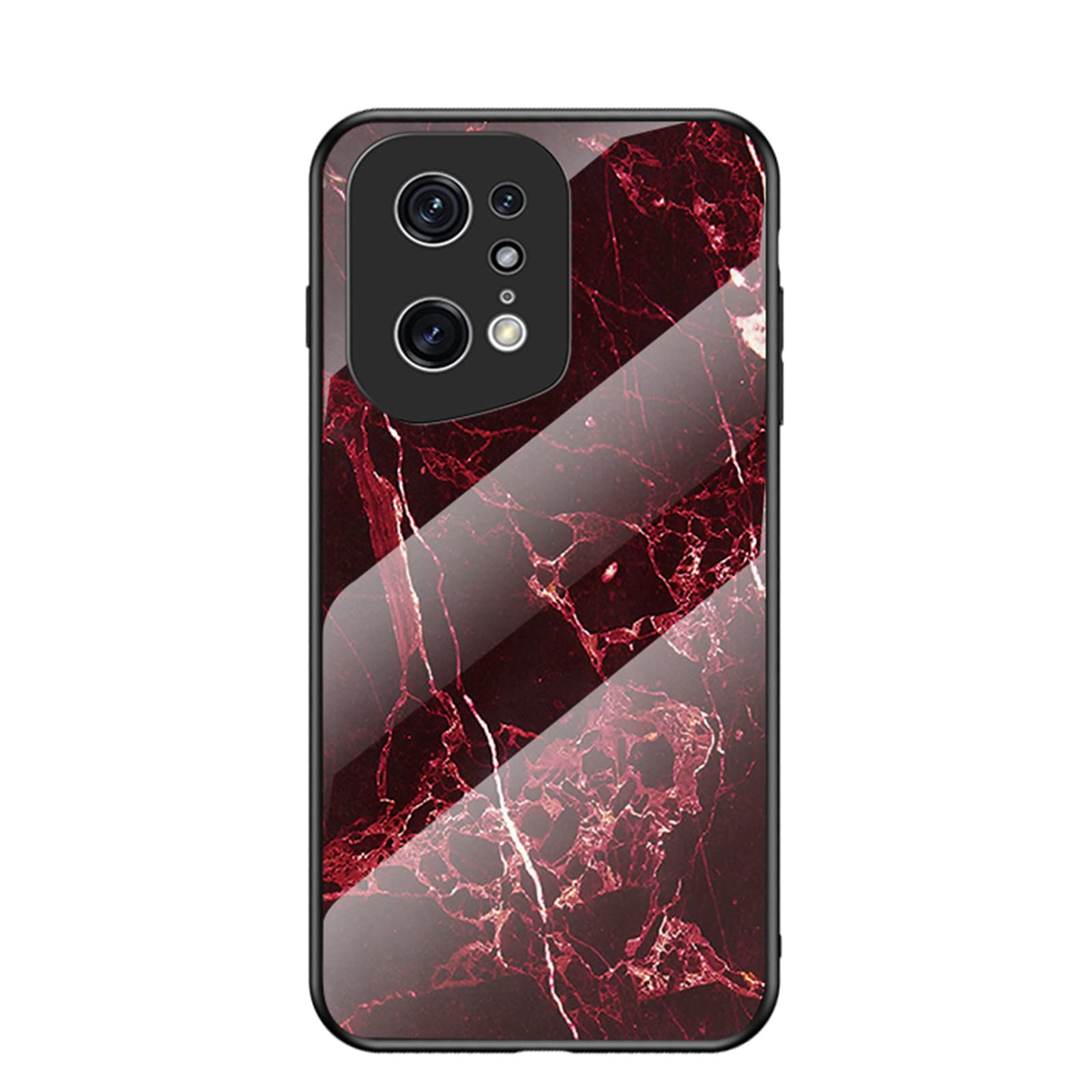 BeyondTop Marble Case for Oppo Find X5 Pro Case Gradient Clear Tempered Glass Cover Case Compatible with Oppo Find X5 Pro(Red)