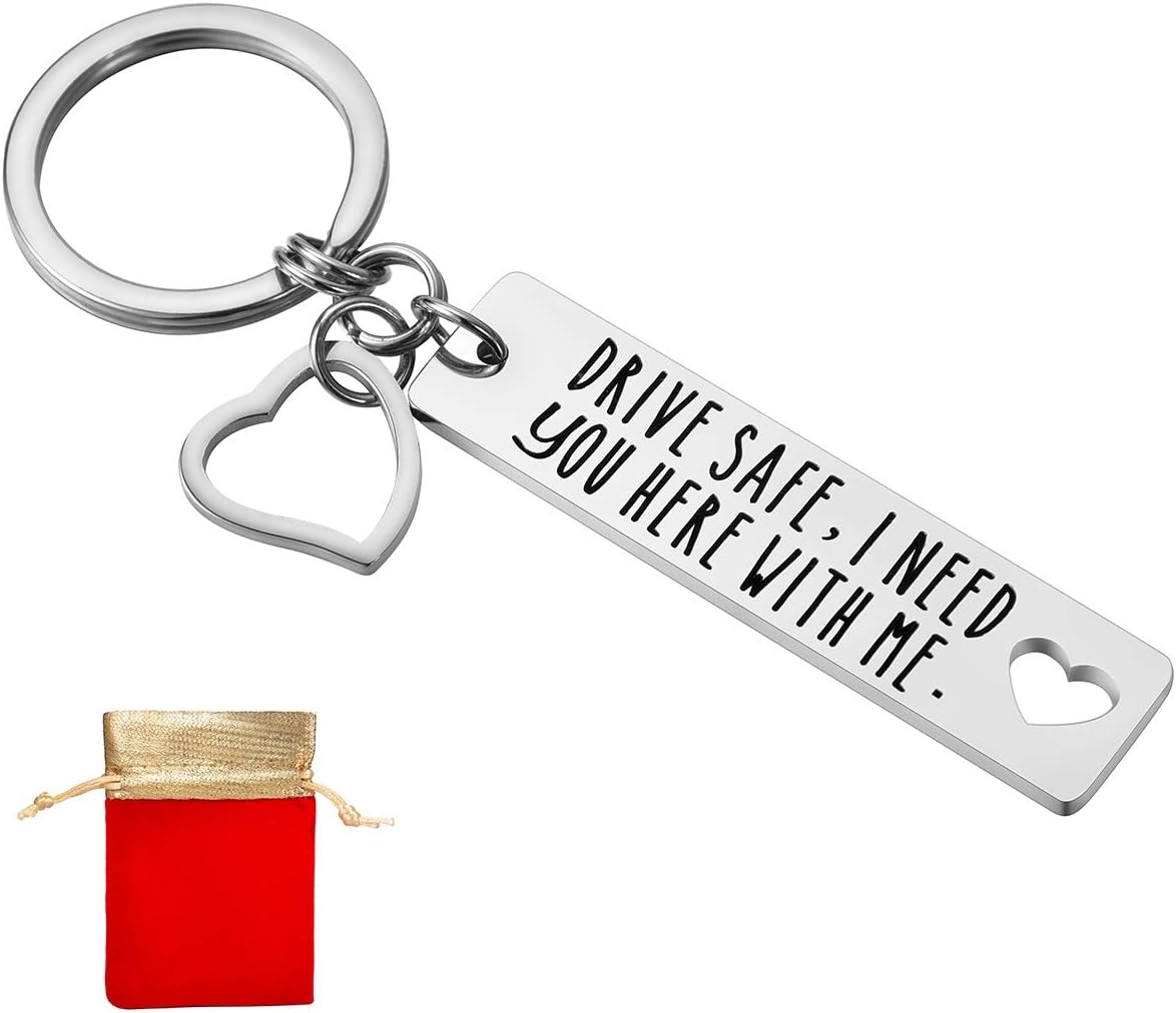 KvekstioDrive Safe Keychain I Need You Here With Me Trucker Husband Gift Valentines Day Stocking Stuffer Gold