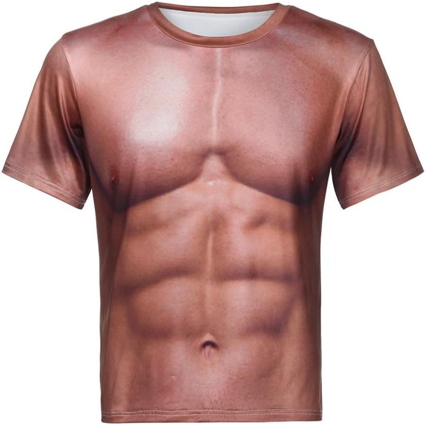 Men's 3D Printed Funny Muscle T-Shirt Short Sleeve Undershirt Tee Tops