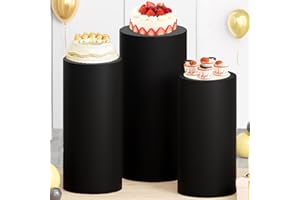FANPROMS Black Spandex Cylinder Pedestal Stand Covers Pedestal Stand Covers Wedding Cylinder Cover Cylinder Pedestal Stand Covers Flexible Cylinder Stand Covers for Birthday Party Wedding Event