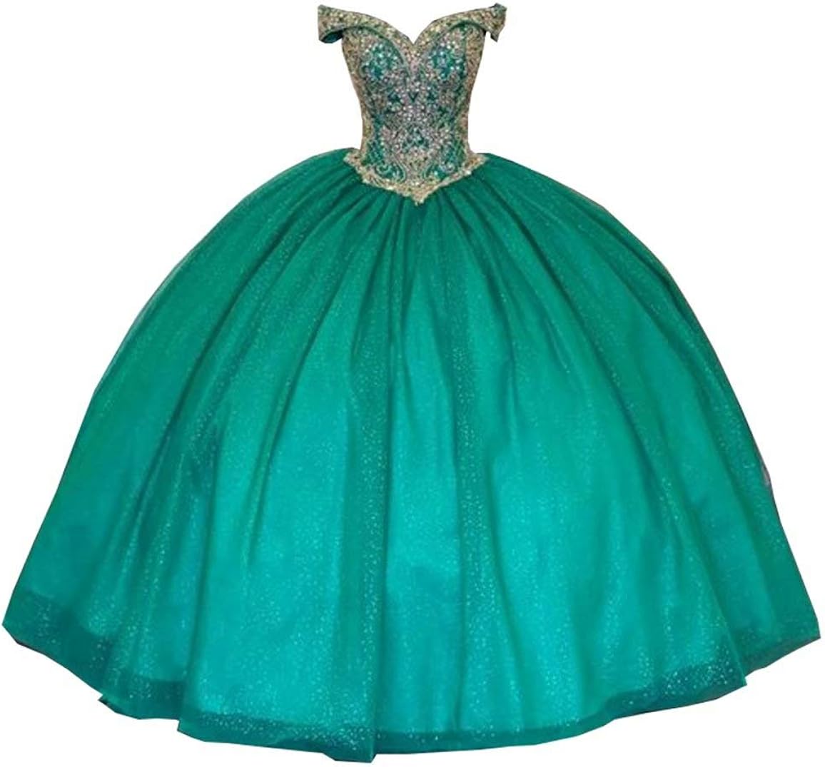 Sparkly Crystal Top Off Shoulder Ball Gown Glitz Tulle