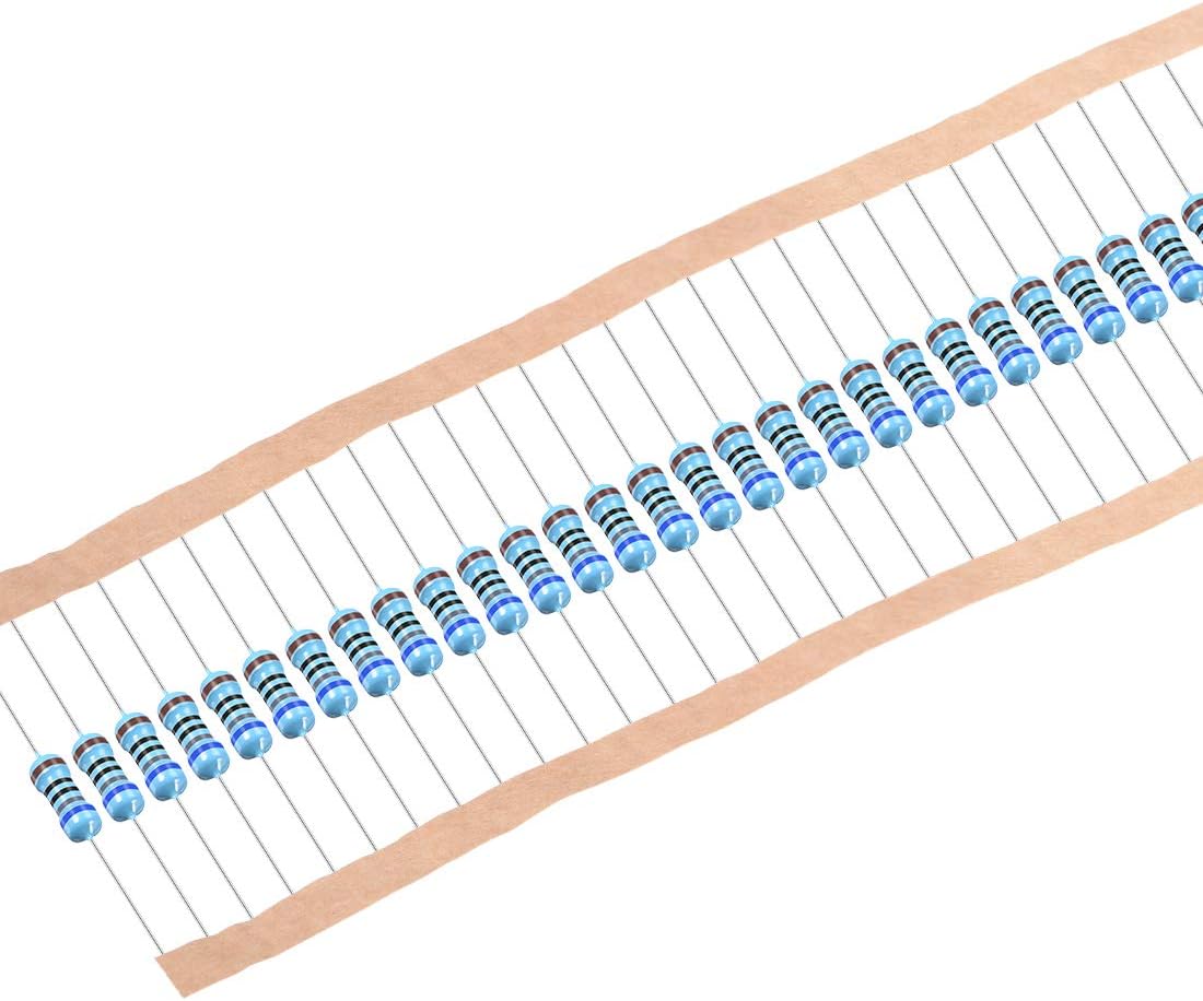 sourcing map 100Pcs 680 Ohm Resistor, 1/2W 1% Tolerance Metal Film Resistors, Lead, 5 Bands for DIY Electronic Projects and Experiments