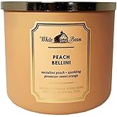Bath and Body Works, White Barn 3-Wick Candle w/Essential Oils - 14.5 oz - 2021 Core Scents! (Peach Bellini)
