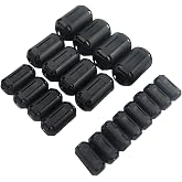 Clip-on Ferrite Choke Core 20 Pcs - Ferrite Bead RFI EMI Noise Suppressor | Nickel Zinc Cable Clip for 3mm/ 5mm/ 7mm/ 9mm/ 13mm Diameter Cords for USB Audio Video Snap on Design
