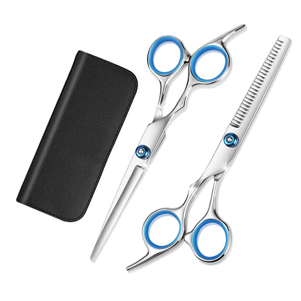 Hairdressing Scissors, 2PCS Hair Scissors Barber Scissors Haircut Teeth Shears Thinning Hairdressing Scissors Stainless Steel Hair Cutting Shears, Hairdressing Shears Set for Adults and Kids,6.5 Inch