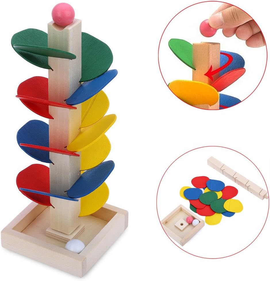 Meisiqw DIY Educational Toy Blocks Wooden Tree Marble Ball Run Track Game Baby Kids Children Intelligence Wooden Baby Toys