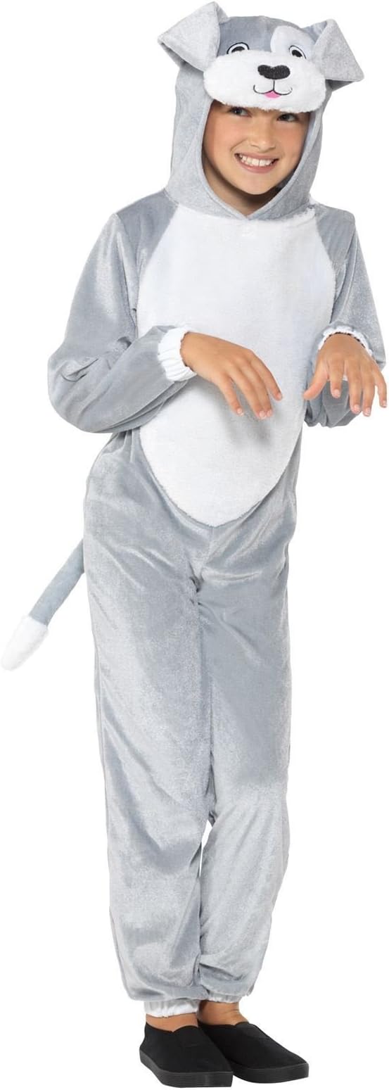 Fancy Dress VIP Medium Kids Unisex Grey & White Dog Puppy Husky Animal Jumpsuit Costume